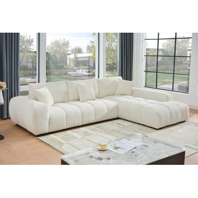 Swapan Modern Chenille Couch Sofa Sectional with Deep Tufted Seat