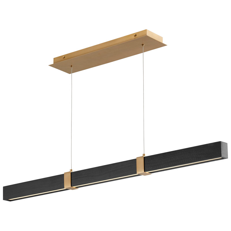 Luminaire suspendu linéaire à 1 lumière pour îlot de cuisine Nubell, H 5,25 po x l 47,5 po x P 2,1 po, Chêne noir