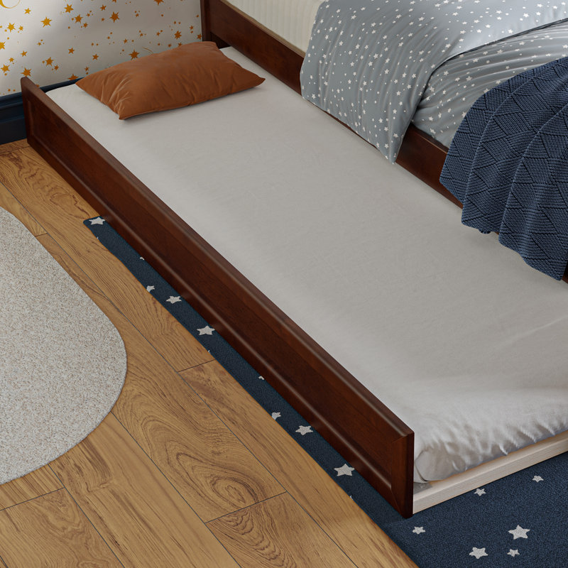 Lit gigogne en bois massif Sanvir, Lit simple, Noyer