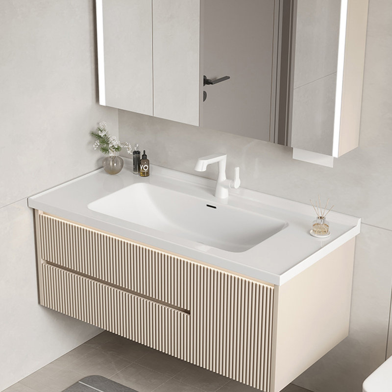 Armoire de salle de bain minimaliste de style crème