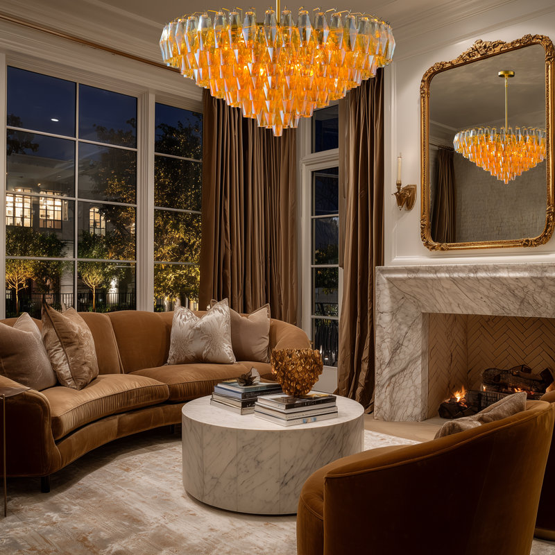Lustre en cristal doré superposé - tailles multiples, suspension réglable, ampoules E12 incluses, éclairage élégant pour la salle à manger et le salon