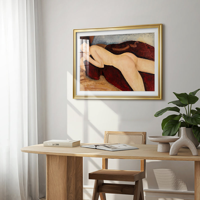 Reclining Nude (Nu couché)-Amedeo Modigliani-Framed Gallery Wrapped Canvas-c. 1917, 22,5 x 30,5, Impression encadrée, Doré