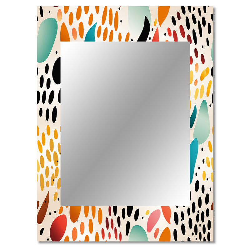 Raffertie Rainbow Cheetah Rain - miroir mural à pois, impression graphique, miroir décoratif géométrique, impression d'art en métal