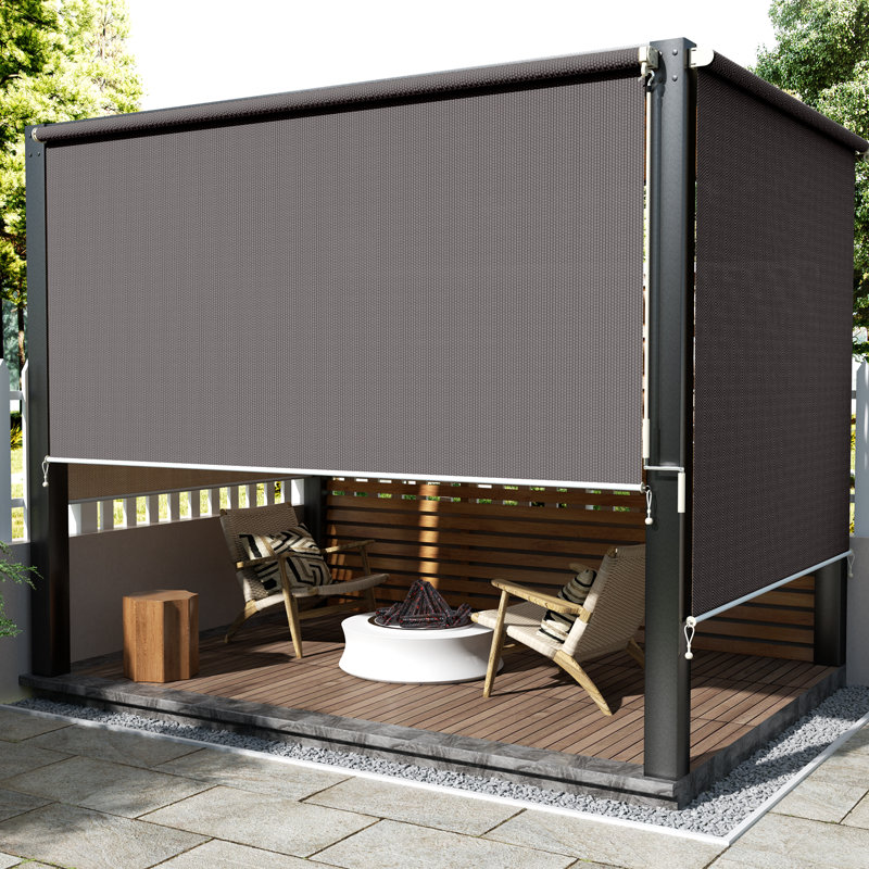 Store à enroulement semi-transparent d'extérieur, L 96 po x L 72 po, Brun