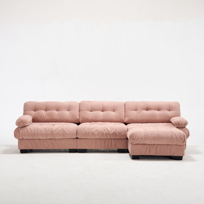 Modular Sectional Sofa,Cloud Couch, L Shaped Couch With Movable Ottoman, Modern Deep Seat Couches For Living Room, Oversized 3-Seater Sofa Comfy Advanced Flannelette Sofas For Bedroom,5 Pillows