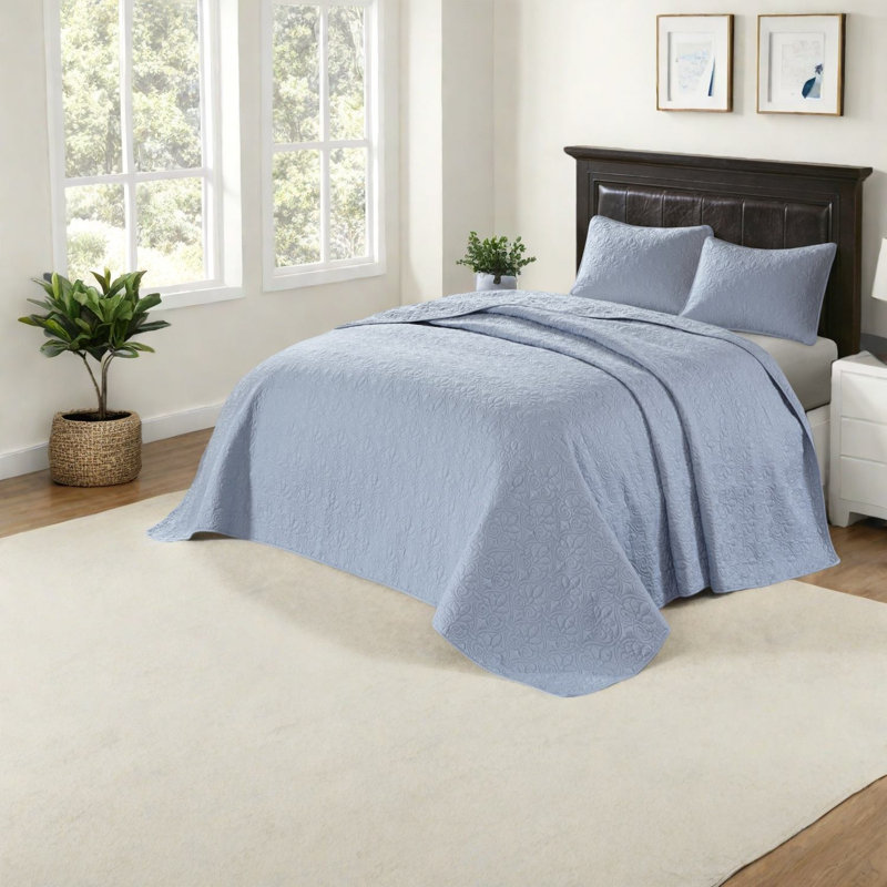 Ensembles de literie en coton matelassé, grand bleu réversible, style maison de campagne