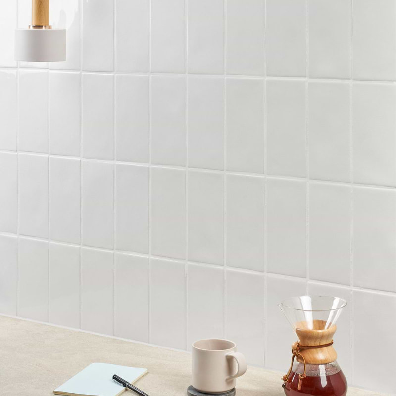 Nabi Subway 4.5x9 Subway Polished Glass Tile, Glacier White