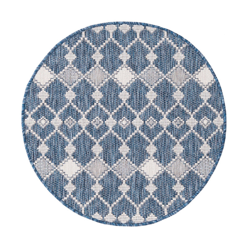 Tapis extérieur bleu Traliccio, Rond 3 pi