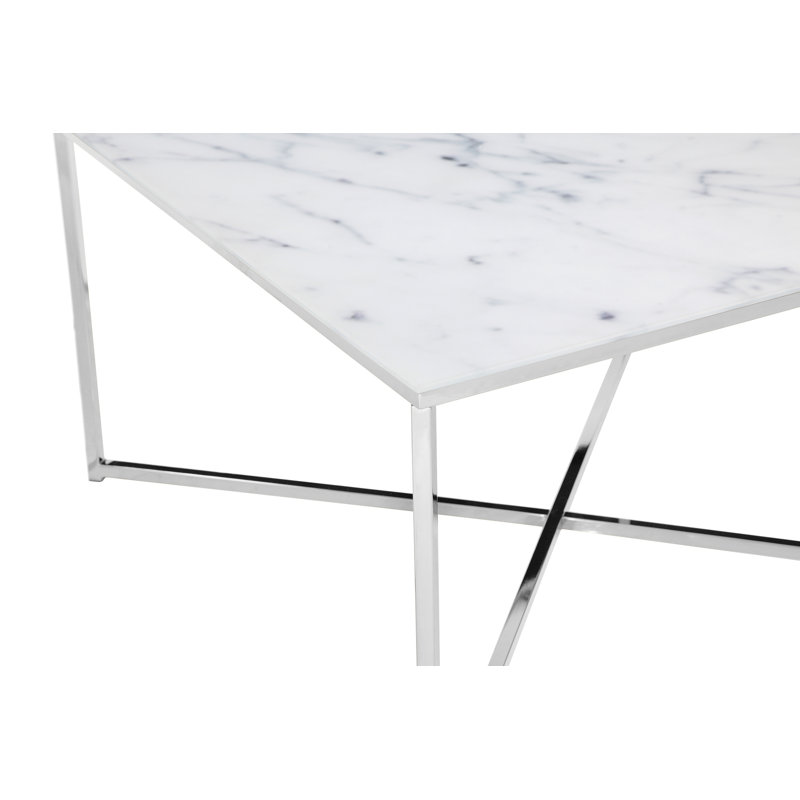 Aines Cross Legs Coffee Table, White, Chrome