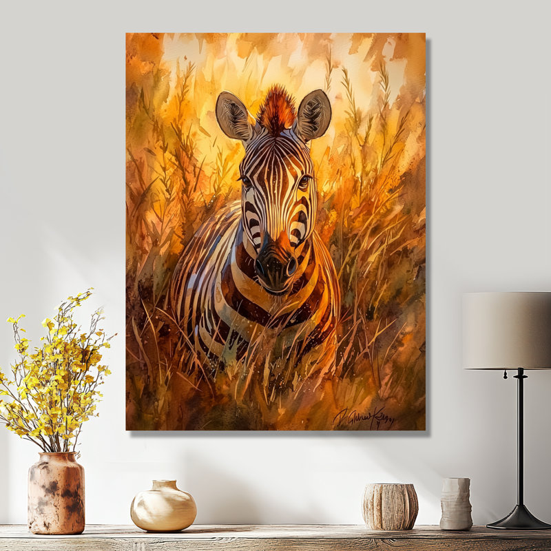 Zèbre ludique Expression - animaux, art mural en métal, impression zébrée, H 20 po x l 12 po