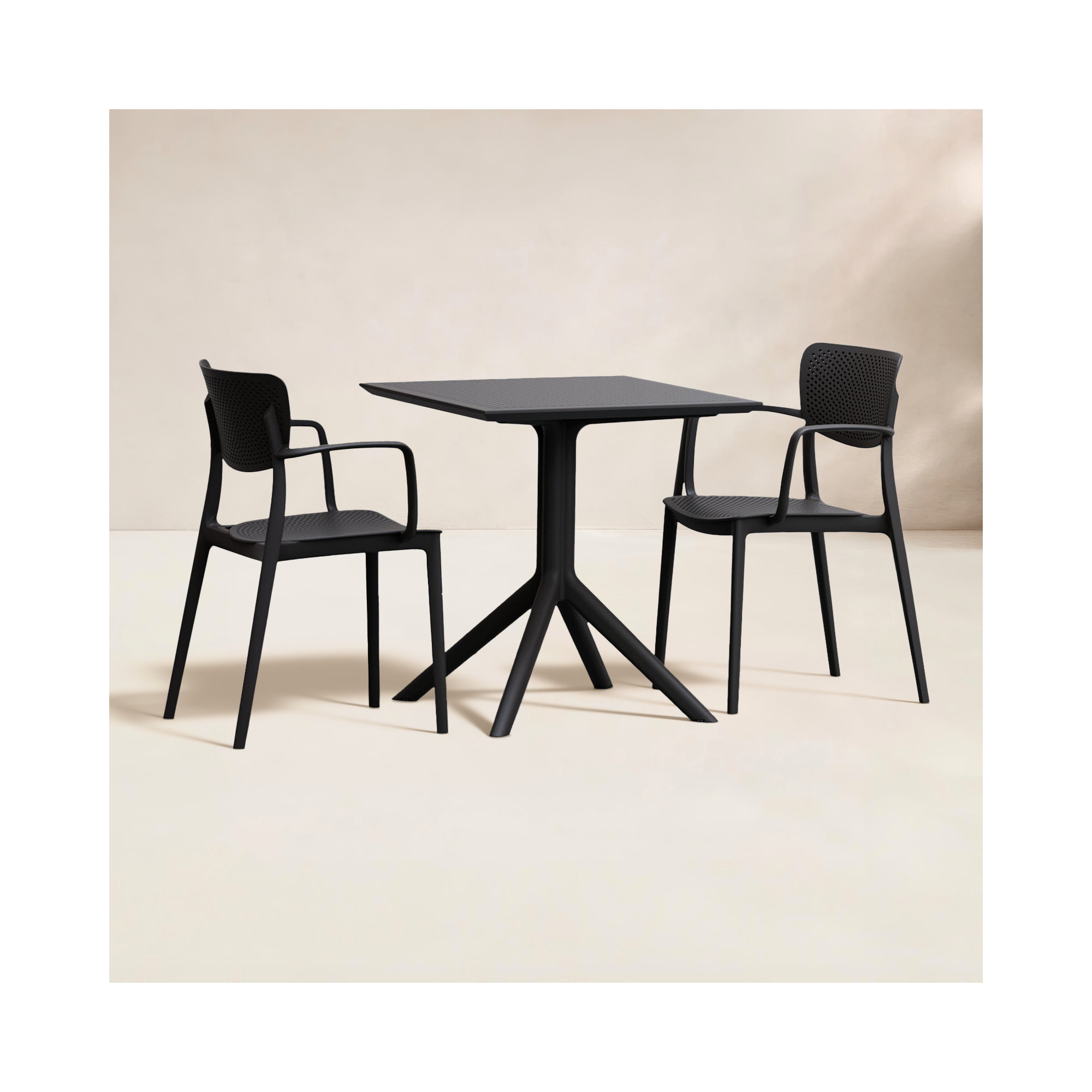 Farrah Square 2 - Person Bistro Set, Black