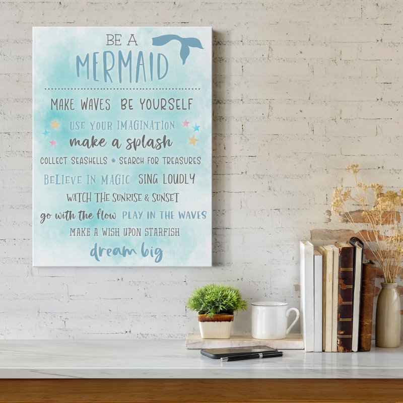 «Be a Mermaid», reproduction d'art textuel sur toile tendue, H 27 po x l 18 po x P 1 po