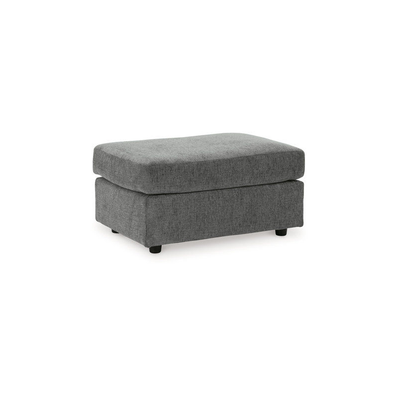 Ratty Ottoman, 33 Inch Rectangular Cushioned Polyester, Gray