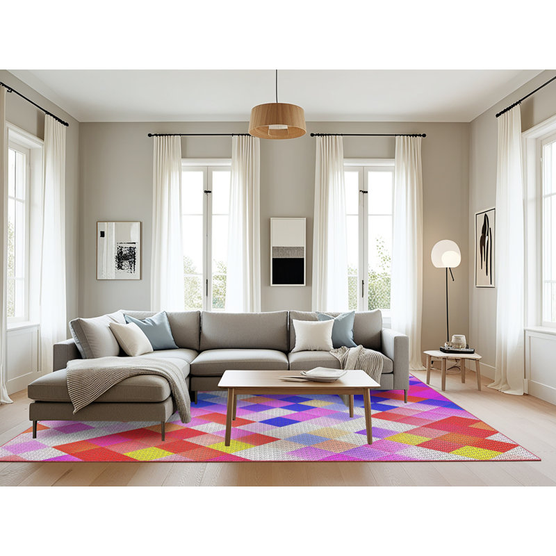 Tapis géométrique rose, Rectangle 8 pi x 10 pi