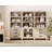 74" Tall  Bookshelf With, 3-Tier Farmhouse Bookcase With Glass Doors And Drawers, Multifunctional Storage Cabinet For Living Room, Home Office, Library, Beige-1371866892