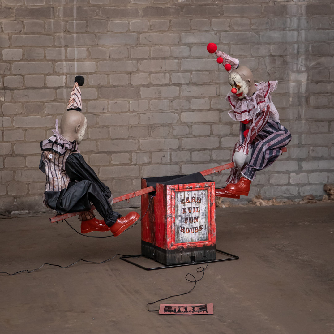 B&Q - 91Cm Tall See Saw Clowns Animated Halloween Decoration Prop With Red Glowing Eyes - Image 7