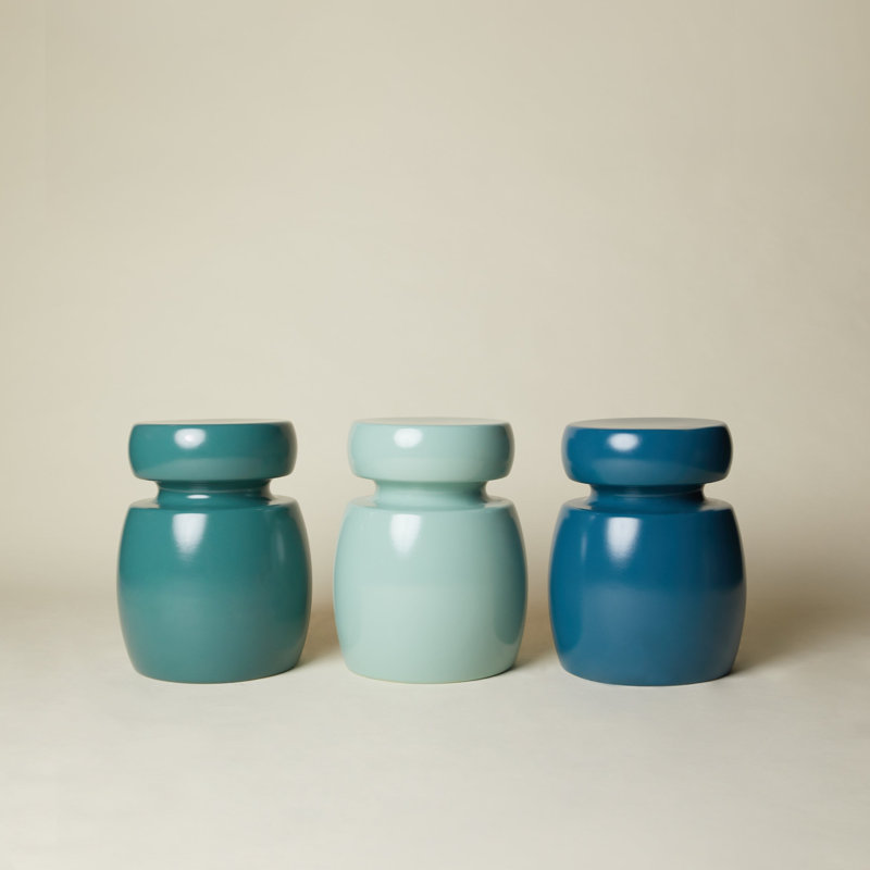 Ceramic Accent Stool, Mint