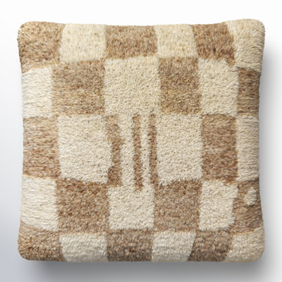 Raven Checkered Wool Blend Throw Pillow