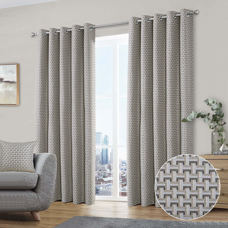 Reynardo Linen Room Darkening CURTAINS Pair, 114cm Width x 137cm Drop, Natural