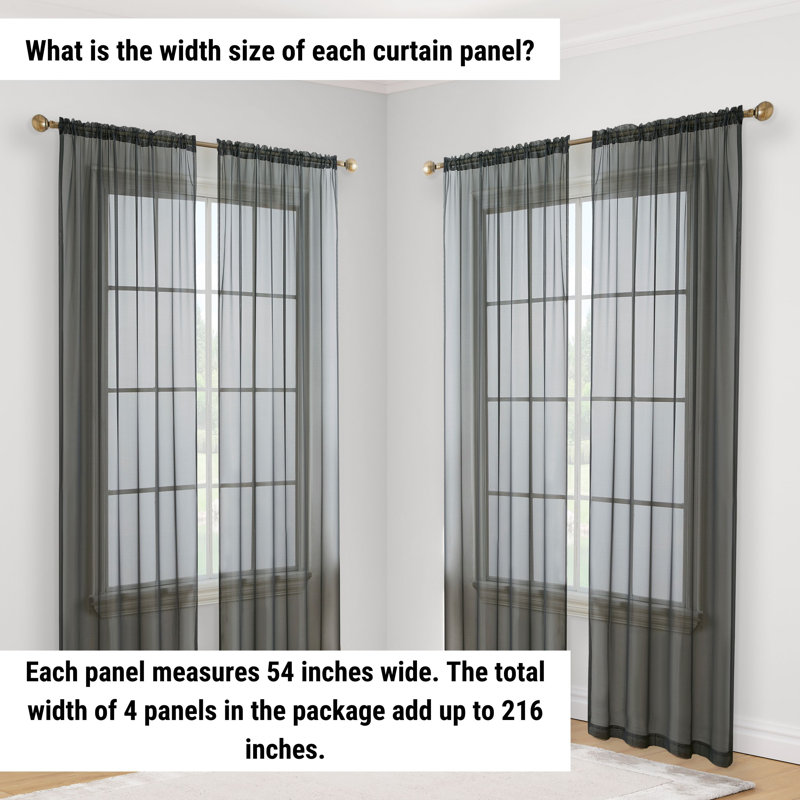 Dipankar Sheer Curtain, Black, 54" W x 63" L
