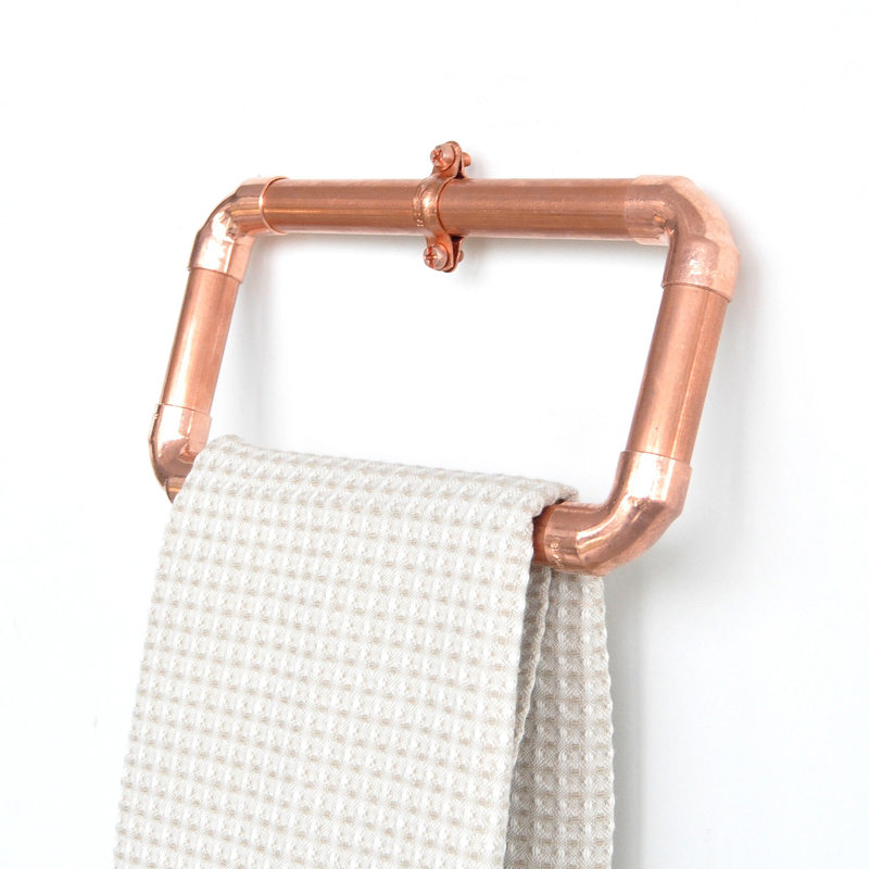 Handmade "Artisan Glow" 100% Solid Copper Square Wall-Mount Hand Towel Ring