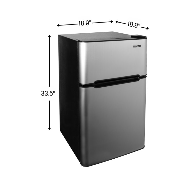 Conserv 19" STAINLESS Compact 2 Door Mini Refrigerator 3cf Reversible Door 110V, Stainless