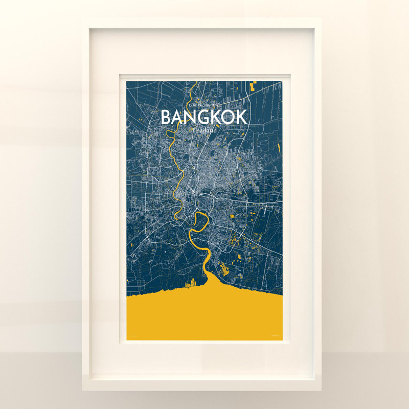 Bangkok City Map In Amuse - No Frame Print, 17cm H x 11cm W x 0.05cm D