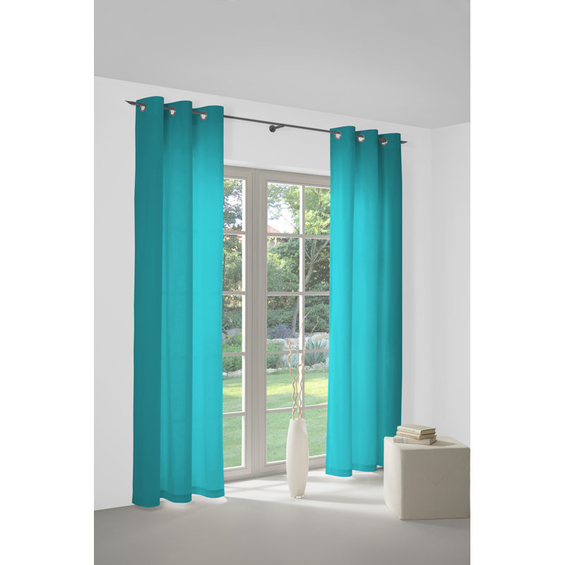 Polyester Blackout Grommet / Eyelet Curtain Panel, 142cm Width x 395cm Drop, Turquoise