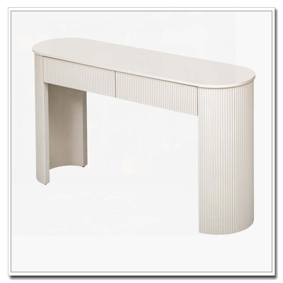 Console avec rangement, plateau ovale et 2 tiroirs, table d'entrée avec conception cannelée