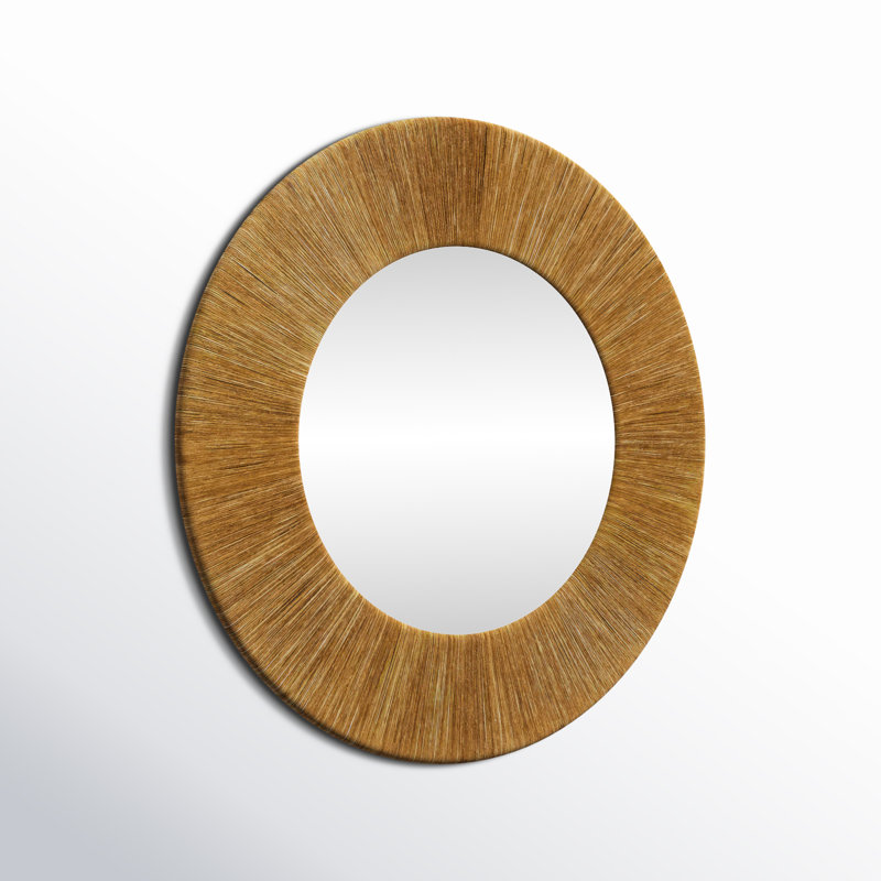 Natural Rope Round Wall Mirror with Glass Center