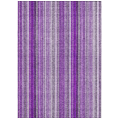 8' X 10' Purple Striped Washable Non Skid Indoor Outdoor Area Rug