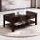 Table basse moderne avec tiroir et tablette inférieure, grande console de rangement de 47 pouces avec plateau en placage Ogumi