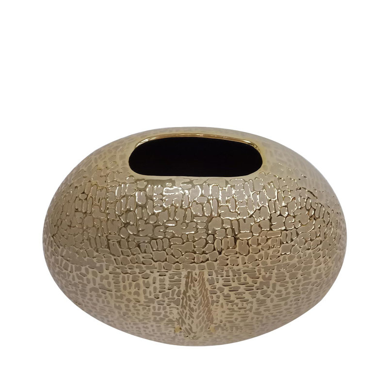 Vonore Ceramic Table Vase, Gold, 21.2cm H x 24.2cm W x 13.3cm D