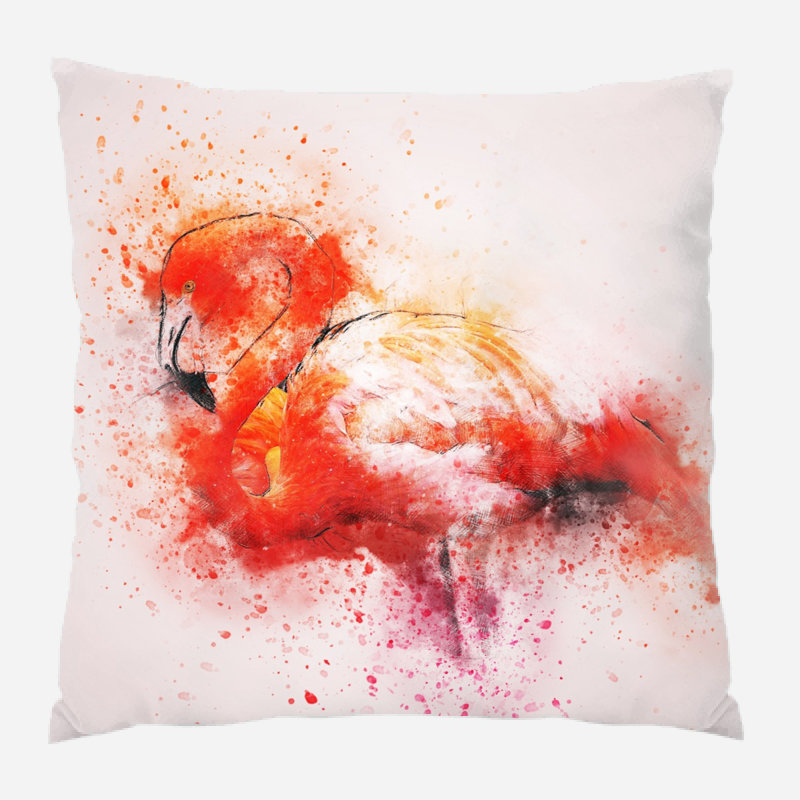 Coussin flamant rose , Synthétique, Extérieur