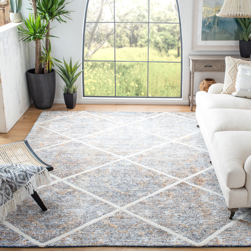 Tapis géométrique en laine / viscose touffeté à la main Vesper 600, Rectangle 5 pi x 8 pi