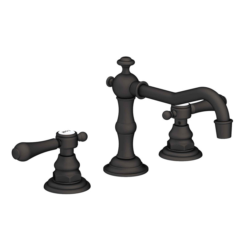 Chesterfield Widespread Bathroom Faucet with Drain Assembly, Flat Black