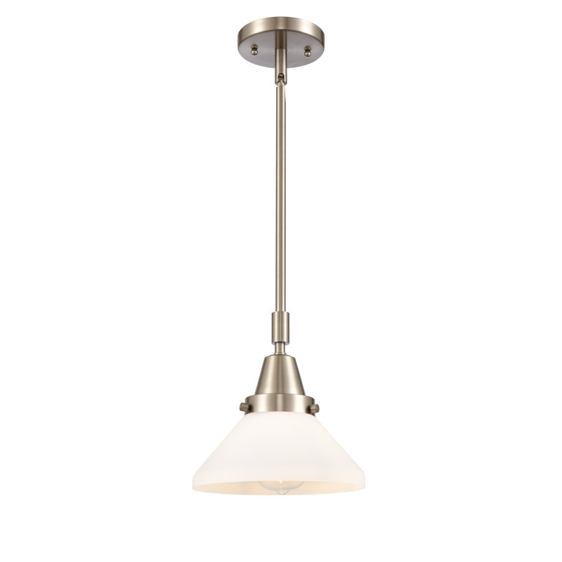 1 - Light Single Pendant, Matte White, LED, Brushed Satin Nickel