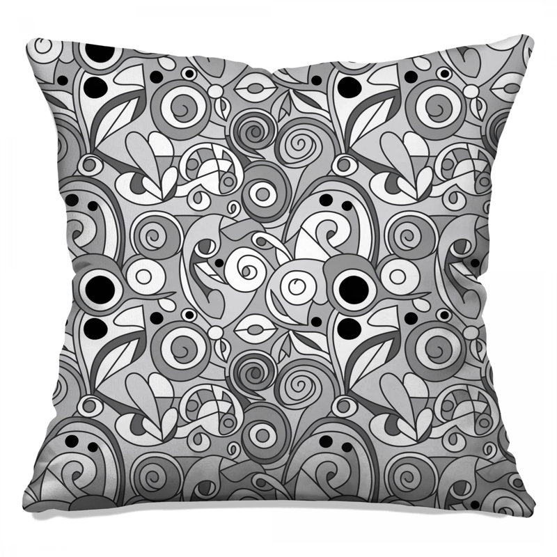 Monochrome Swirl Patterns Double Sided Throw Pillows, 20 x 20 inches