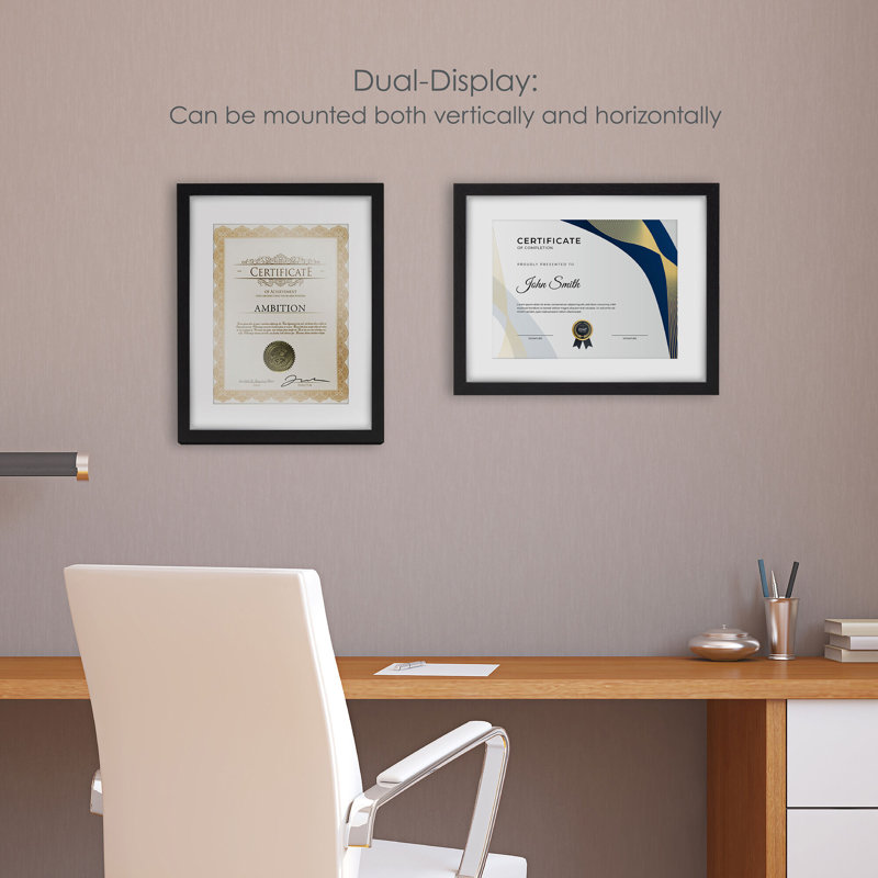 Classic Black Wood Wall Document Frame Set for Certificates