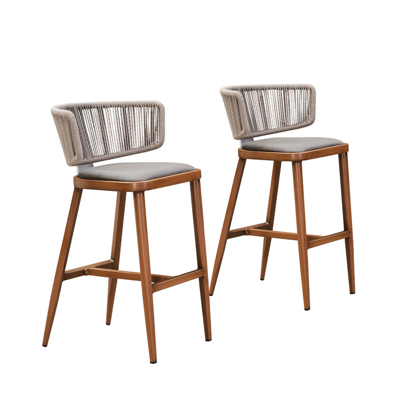  Tabourets de bar d'extérieur rembourrés toutes saisons avec dossier, Tabouret de bar (siège d'une hauteur de 28,74 po)