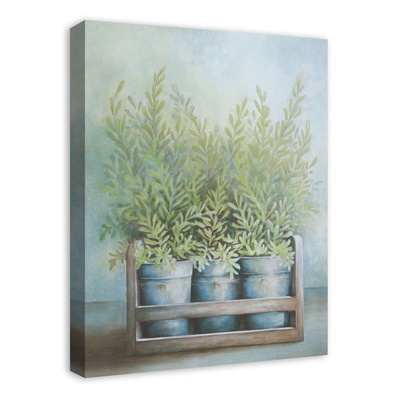 Peint des herbes en pot - peinture sur toile tendue