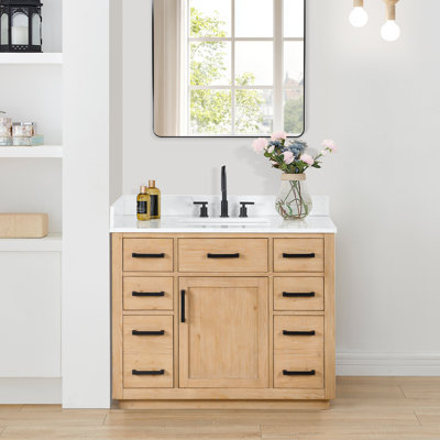 Gavino 42'' Single Bathroom Vanity with Engineered Stone Top