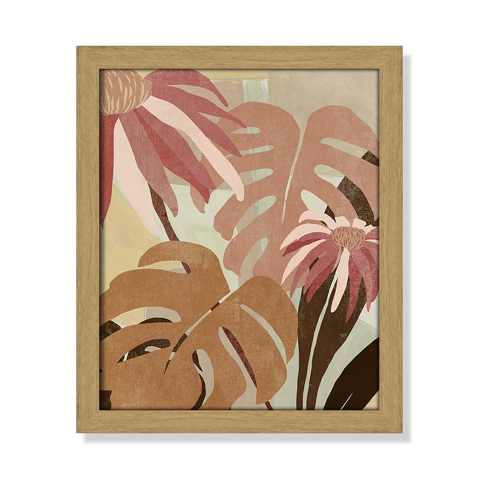 Hot Tropics II by Asia Jensen, 13" W x 15" H, Natural Wood Grain