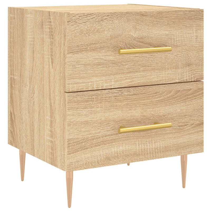40cm W Iron Bedside Table, Set of 2, Sonoma Oak