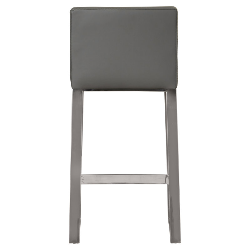 Bridlington Upholstered Stool with Metal Frame, White Faux Leather, Counter Stool (26" Seat Height)