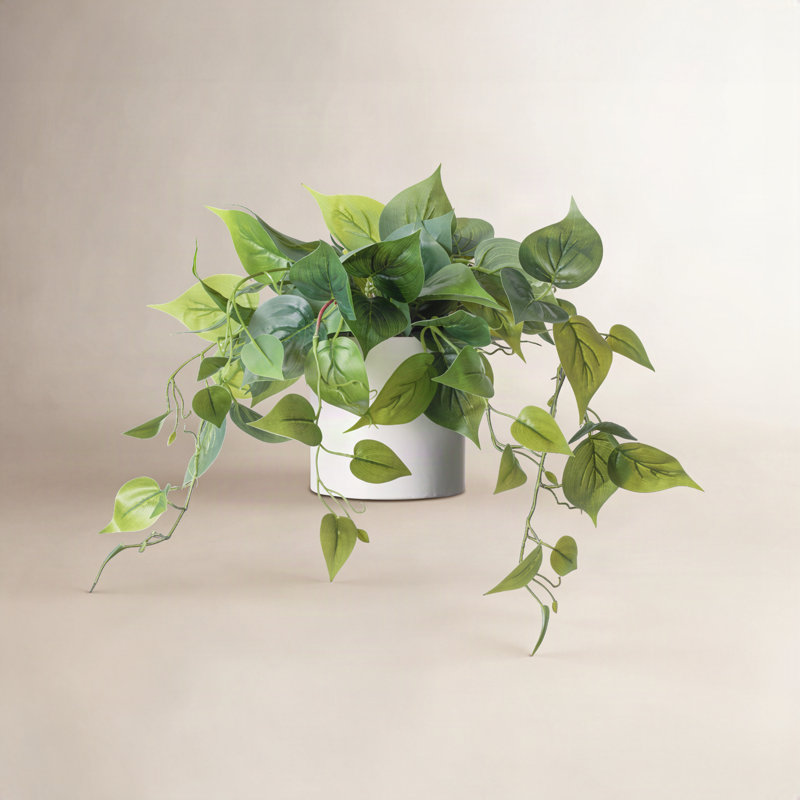 Faux feuillage en pot en céramique, 1, Blanc