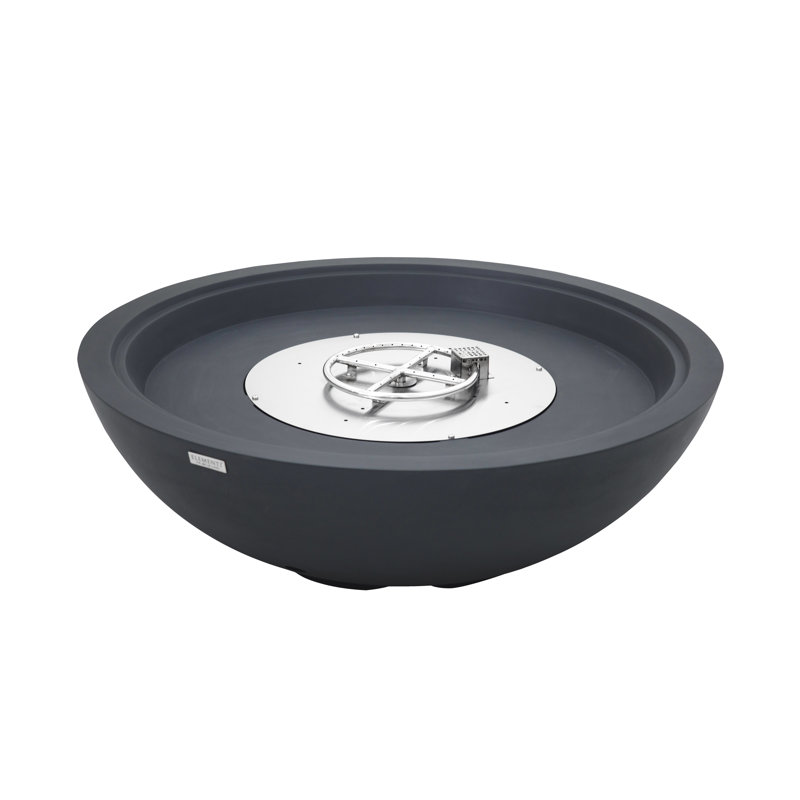 Rose Bowl 48" Outdoor Dark Grey Concrete Fire Pit 60,000 BTU - Includes Lava Rocks & PVC Cover, Natural Gas