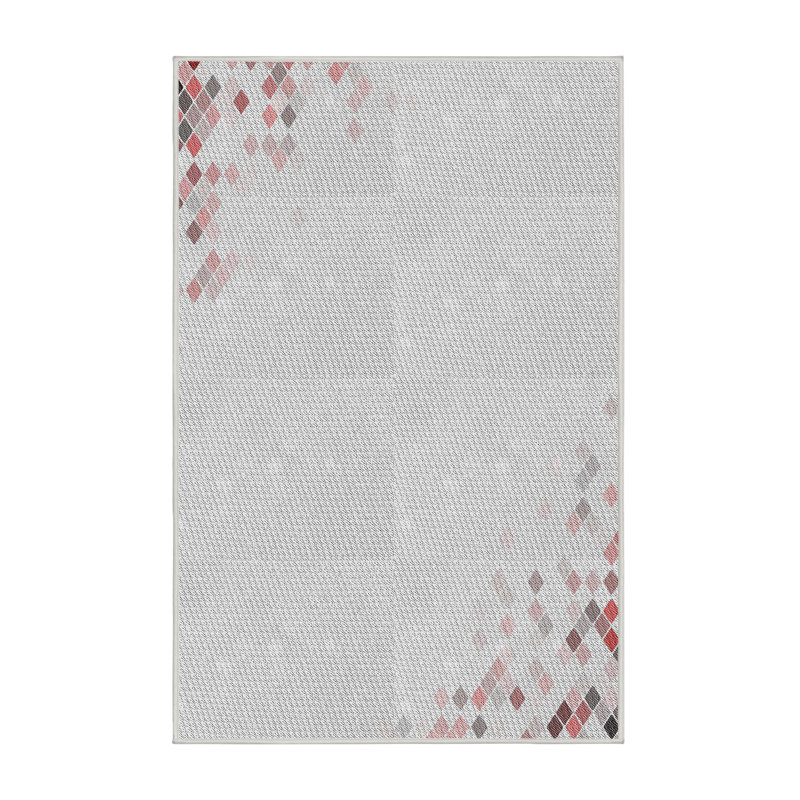 Tapis noir/rouge à motifs, Rectangle 2 pi x 3 pi
