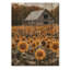 Tournesols et la porcherie Barn II - décoration murale en bois de tournesols - sur bois de pin naturel-592337545
