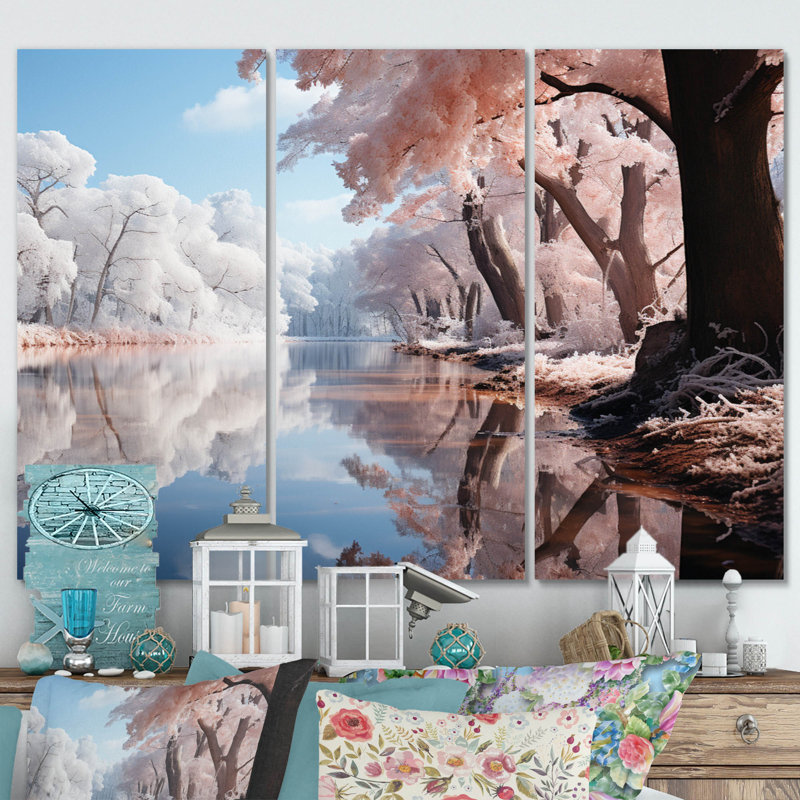 «Winter Reverie Landscape IV on Canvas», reproduction de 3 pièces, H 28 po x l 36 po x P 1 po